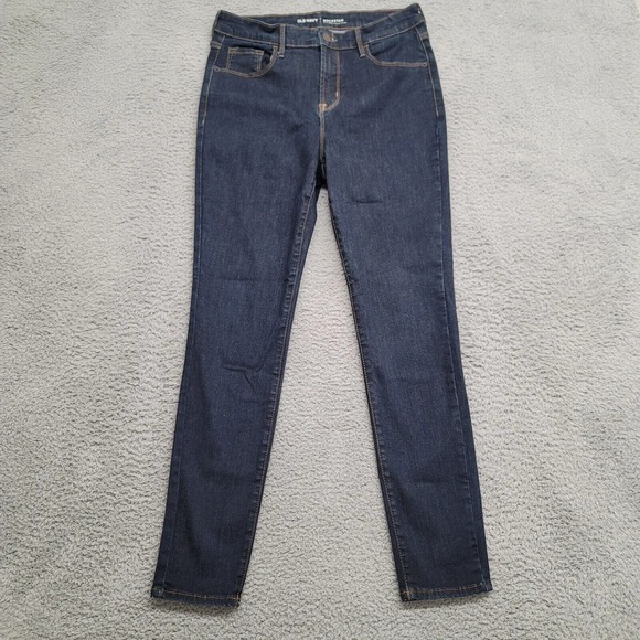 Old Navy Jeans Womens 12 Blue‎ Denim Rockstar Super Skin Mid Rise Pockets Casual - Picture 1 of 11